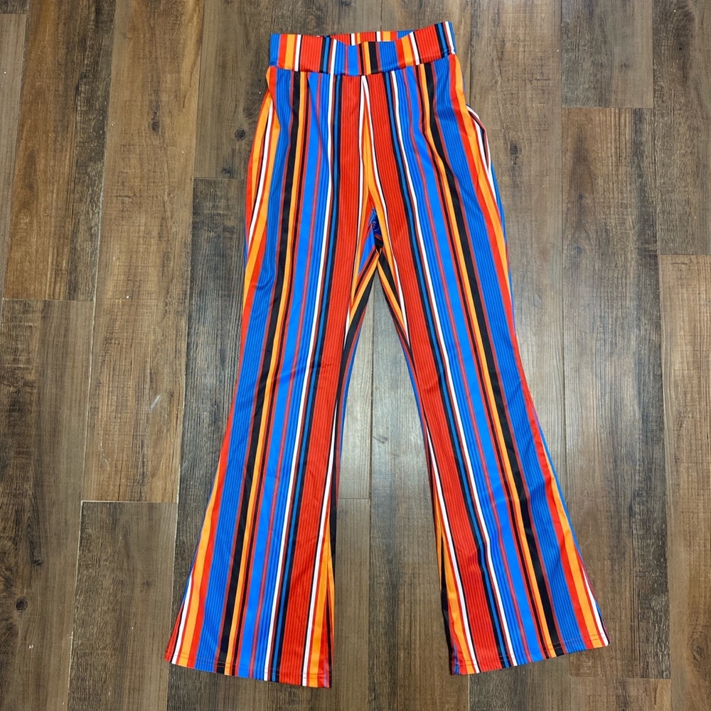 New S Colorful Striped Flare Pants